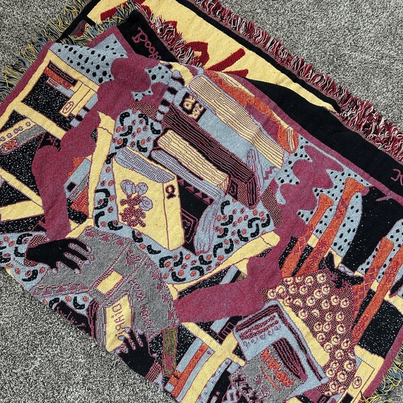 Kiki Suarez BookWoman vintage 80s fringe trim throw blanket - Picture 5 of 5